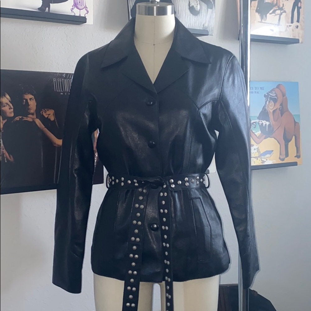 Cripple Creek Leather Jacket w Studded Belt